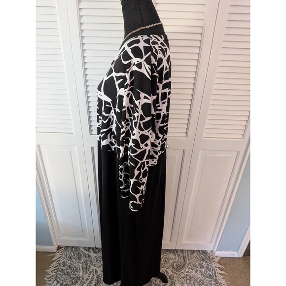Ulla Popken Dress Women's 16/18 Abstract Black White Print A-line Stretch Career - Picture 6 of 11